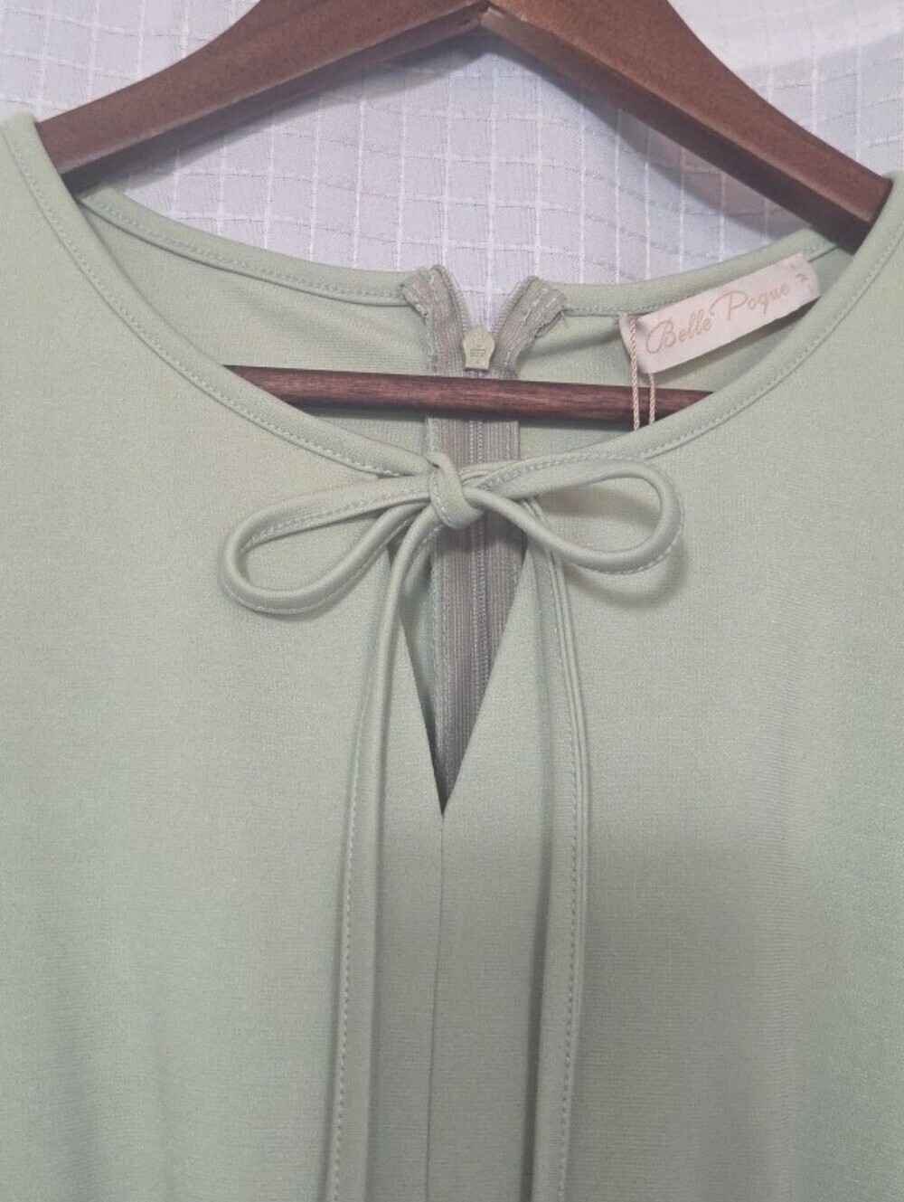NWT 50s Style Sage Fit & Flare Dress Retro Vintage Inspired Tie Front Size Med - Picture 3 of 13